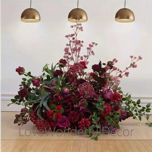 High Quality Burgundy Red Rose Wedding Flower aisle runner,Floor flower Row,Custom Aisle Flower Wedding Entrance Decor,Outdoor window flower