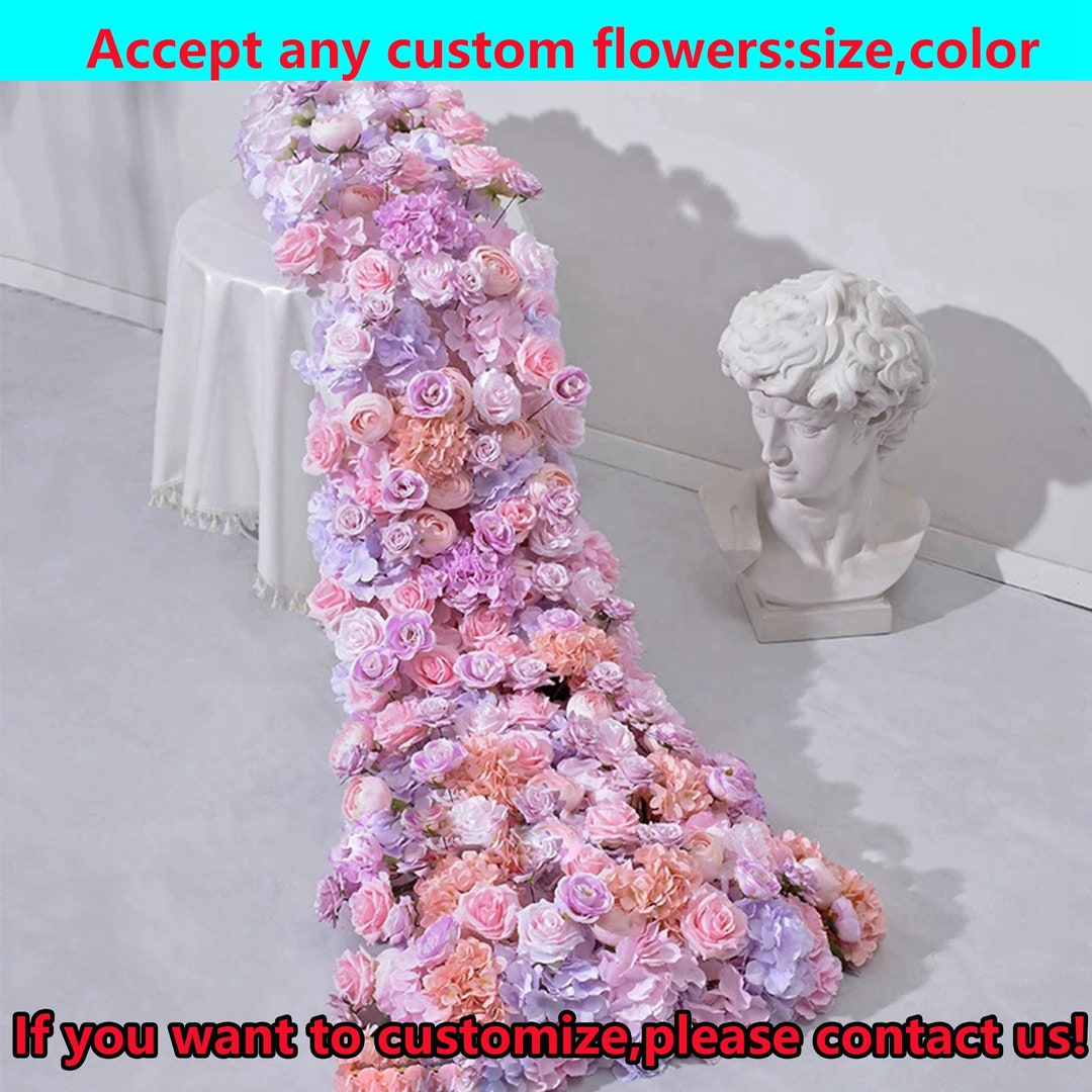 Sofa Table Pink Flower Runner,purple Rose Flower Wedding Arch Floral ...