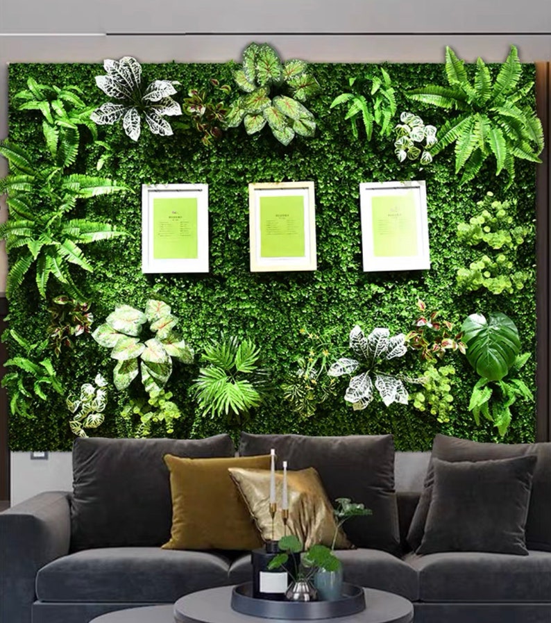Wandpaneel HWC-O95 Pflanzenwand – UV-beständig Für Innen & Außen, Farn/Efeu-Optik
