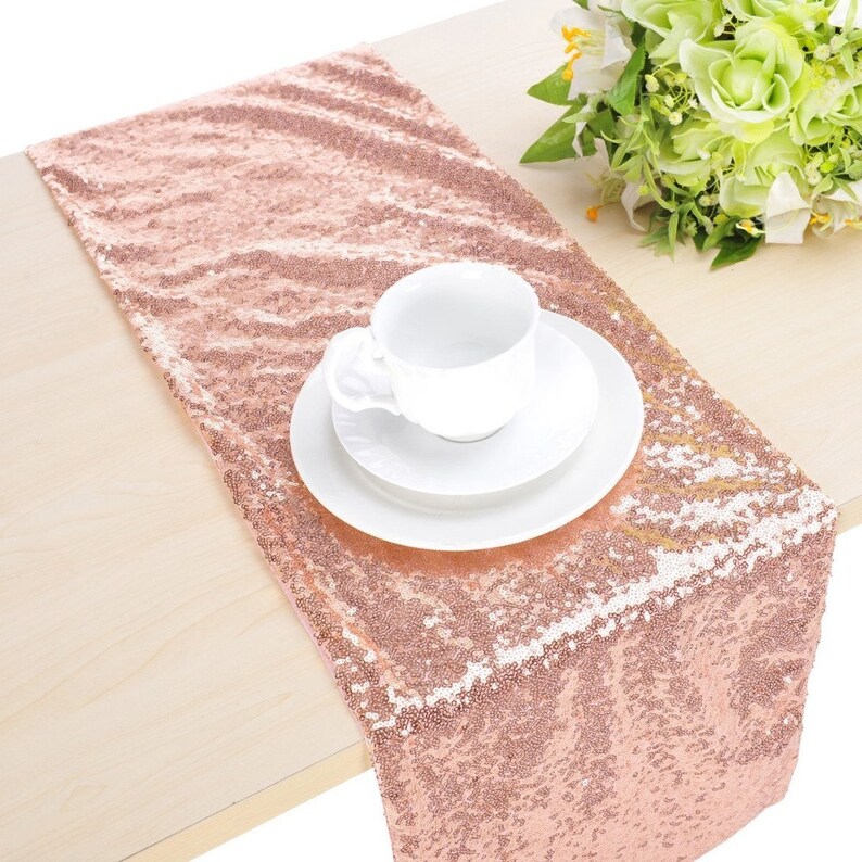 30275cm Sequin Table Runners Glitter Rose Gold Table Runner Etsy