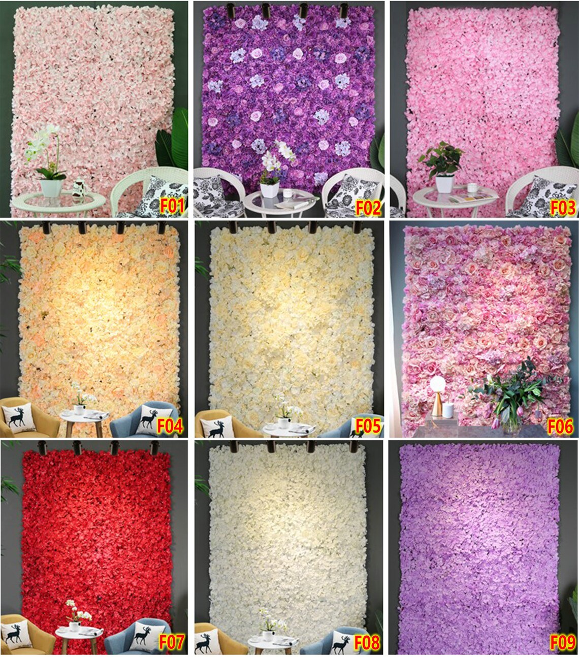 Red Wedding Floral Wall 3D Artificial Flower Wall Panels for Etsy