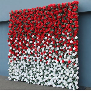 Gradient Red White Flower Wall Photography Backdrop Custom Artificial Flower Panel for Wedding Arrangement Baby Shower Decor Floral backdrop