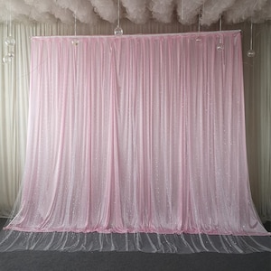 Baby Pink backdrop,New Moon&Stars Tulle Backdrop Curtain,Wedding Baby shower Party backdrop,Tulle Chiffon backdrop,bridal shower background