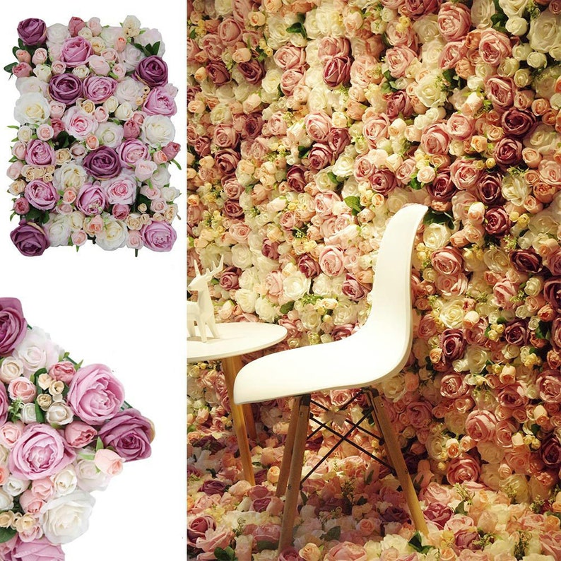 Artificial Rose Flower Wall Panel Backdrop Wedding Arrangement Etsy