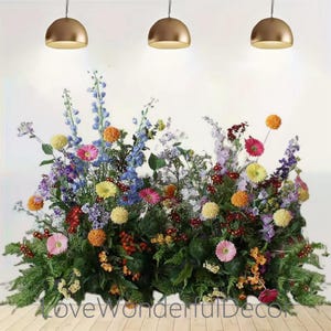 Wildflowers Greenery Flower aisle runners,Floor flower Arrangement,Flower aisle idea Church Wedding items Indoor Decor,Flower Centerpieces