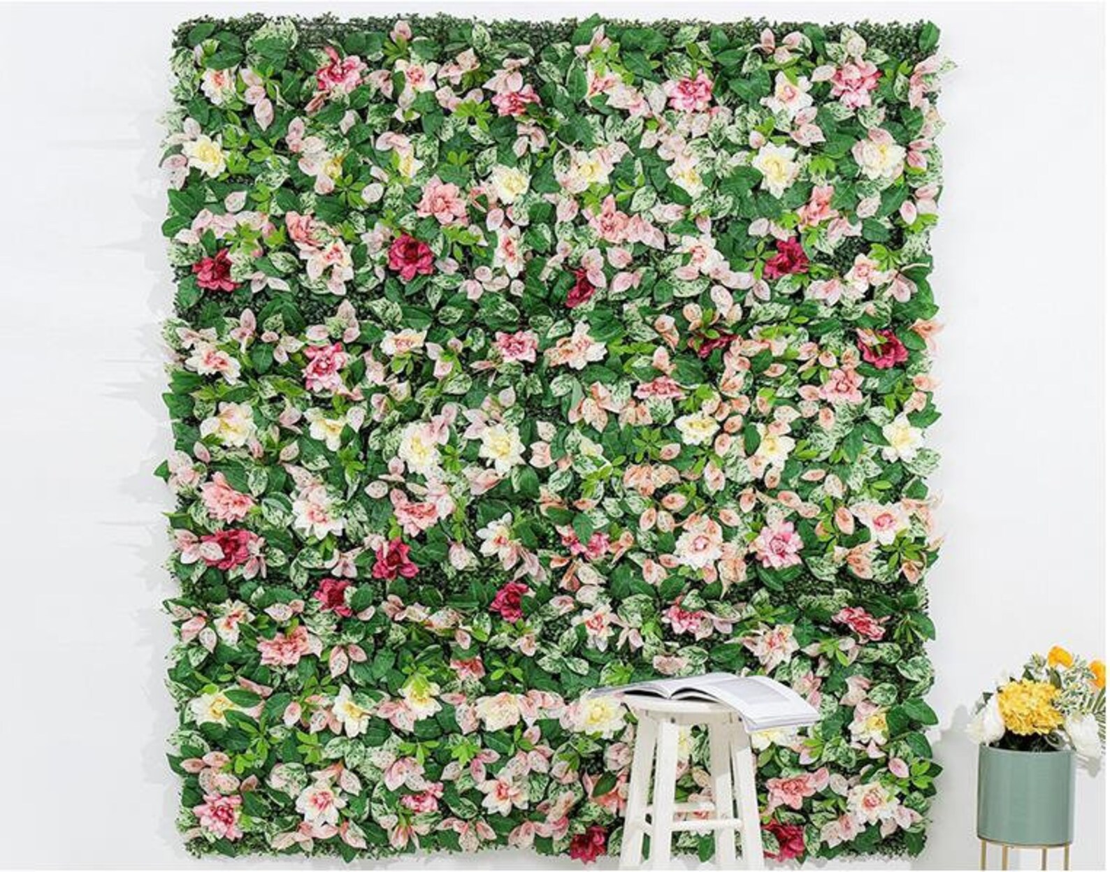 Artificial Green Plant Leaf Wall Panel Custom Mixed Grass Wall Etsy