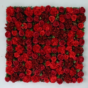 Silk Red Rose Flowers 3-D Backdrop Wall Wedding Decor Artificial Flower Wall Panel for Home Decor Backdrops Baby Shower,Party backdrop Decor