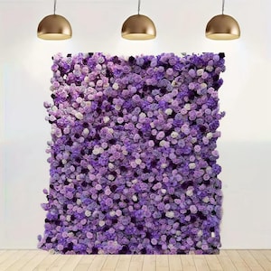Purple Lavender Rose Artificial Flower wall Roll Up Hanging Fabric Cloth 5D Floral Wall for Wedding Shop Party Bridal Shower Decor backdrop