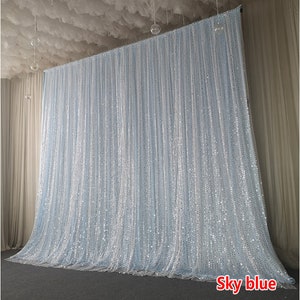 Sky Blue photography Backdrop Curtain for Bridal shower Wedding Party Baby shower Decor,New Silver glitter Tulle Chiffon Backdrop Curtain