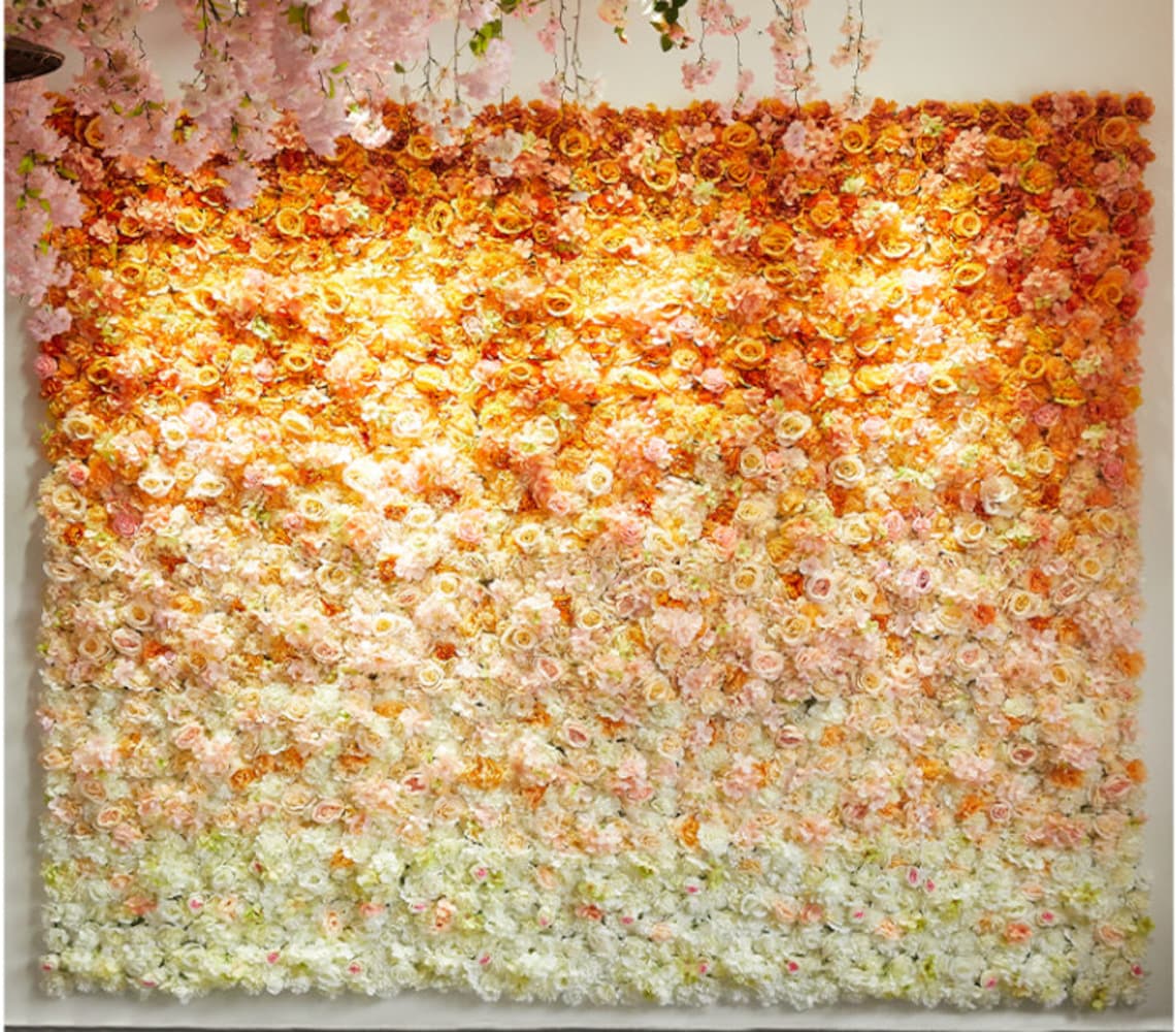 Rose Flower Wall Backdrop Pink Blue 3D Artificial Flower Wall Etsy