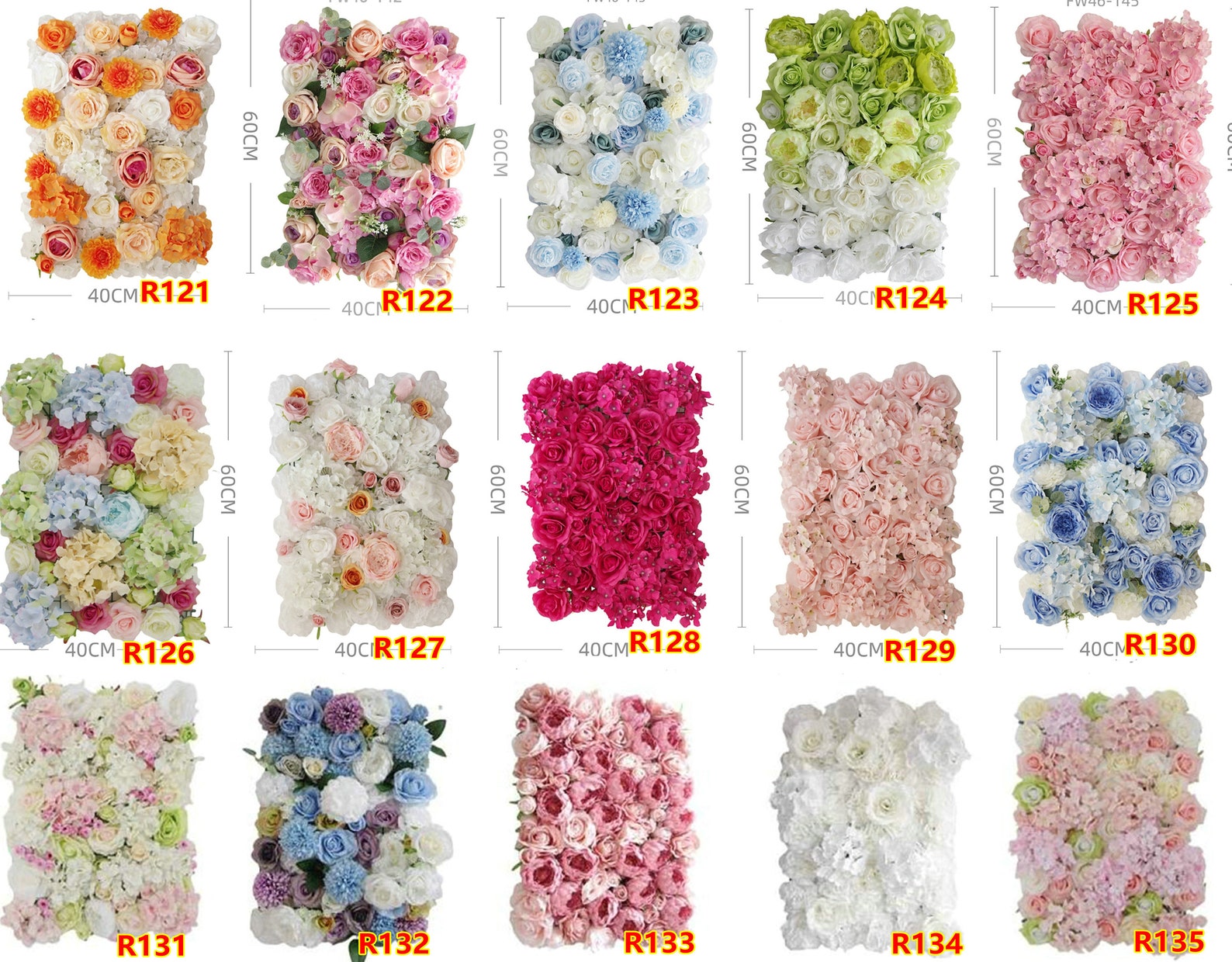 Artificial Rose Flower Wall Panel Backdrop Wedding Arrangement Etsy