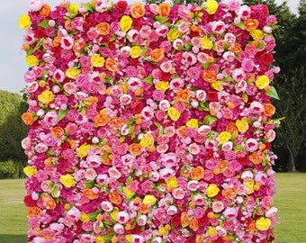 Benutzerdefinierte 5D Roll Up Tuch Vorhang Blumen Wand Fuchsia Pink Orange Rot Floral Wand für Outdoor Indoor Hochzeit Salon Party Home Decor Kulisse