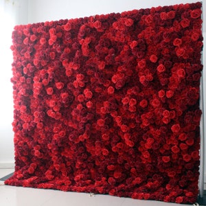 Artificial Rose Flower wall Roll Up Hanging Fabric Cloth Enthusiasm Red Floral Wall for Wedding Home Shop Party Bridal Shower Decor backdrop