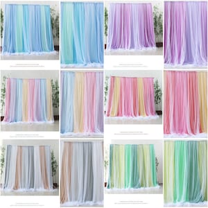 Colorful Backdrop Curtain,Rainbow Tulle Chiffon backdrop,Bridal shower Birthday Party backdrop,Wedding Baby shower photography background