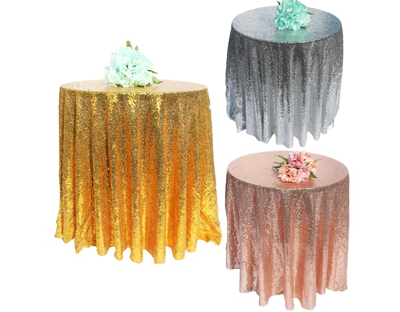 Runner Da Tavolo Tovaglie da pranzo in paillettes argento in poliestere glitter tavolo da tavolo copertura for decorazioni for matrimoni for le forniture for la casa for feste for feste Tovaglia