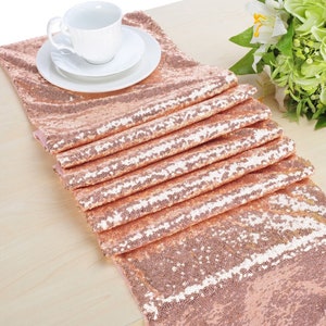 30*275cm Sequin Table Runners Glitter Rose Gold Table Runner Rose Gold Party Supplies,Fabricb Table Decoration for Wedding Party Baby Shower