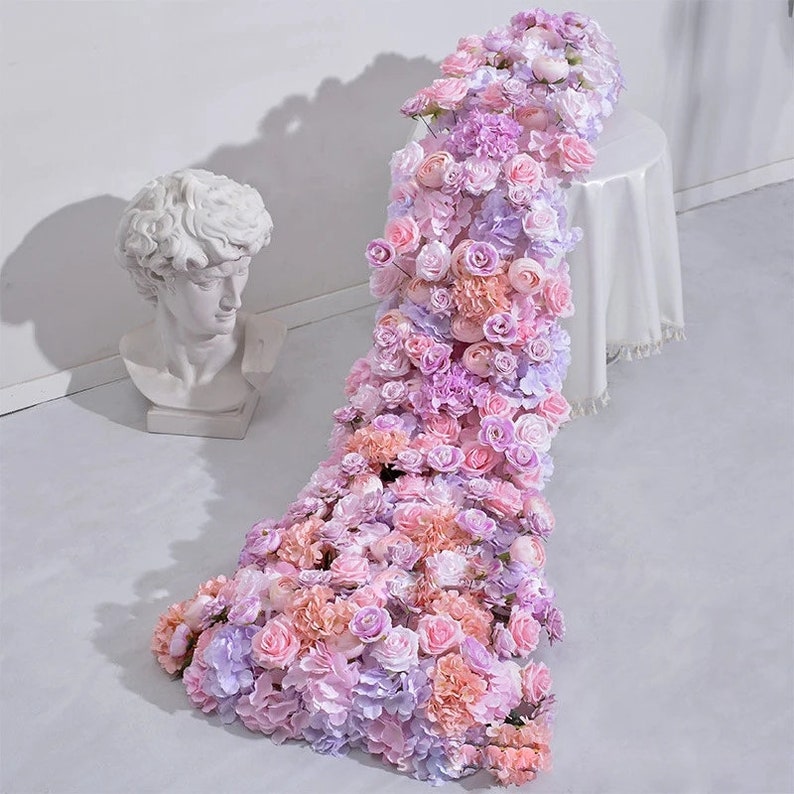 Sofa Table Pink Flower Runner,purple Rose Flower Wedding Arch Floral ...
