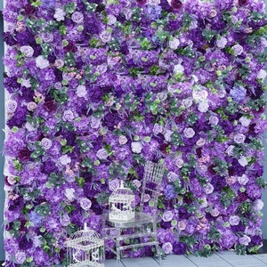 Lavender Purple Hydrangea Peony Rose Floral Wall 5D Roll Up Cloth Curtain Flower Wall for Outdoor Indoor Wedding Salon Party Decor backdrop