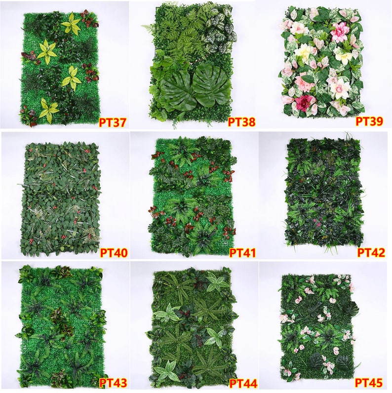 Artificial Green Plant Leaf Wall Panel Custom Mixed Grass Wall Etsy