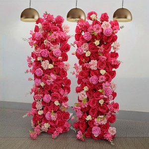 Hot Pink Red Rose Horn arch Decor Flower Archway Wedding Backdrop Flower Garland Party Baby shower Stage Home decor,Flower Row Arrangement
