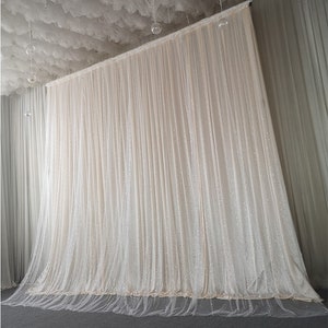 Benutzerdefinierte jede Größe Champagner Kulisse, Mond & Sterne Tüll Hintergrund Vorhang, Hochzeit Hintergrund, Chiffon Hintergrund, Baby-Dusche-Party Fotografie Hintergrund