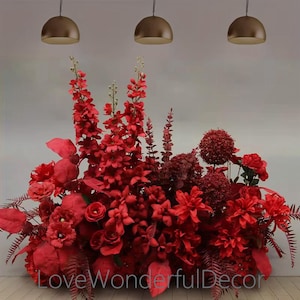 Red Burgundy Wedding Flower aisle runners,Floor flower Arrangement,Flower aisle idea Church Wedding items Indoor Outdoor Decor,Table runner