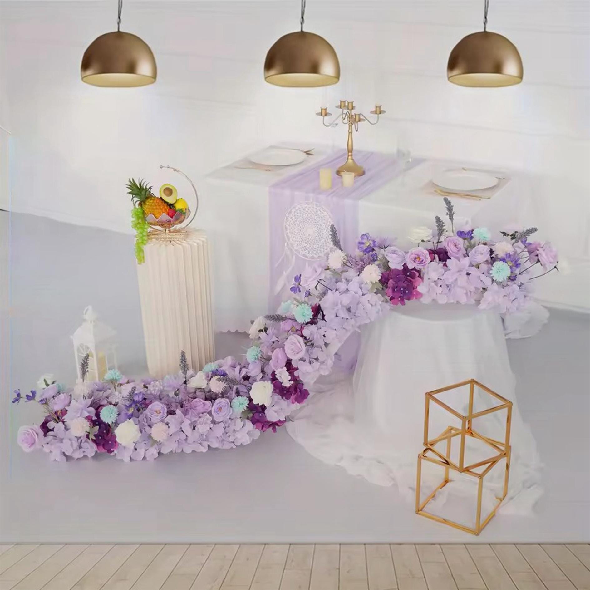 Lavender Purple Flower Table Runners,custom Floral Arch Row,flower