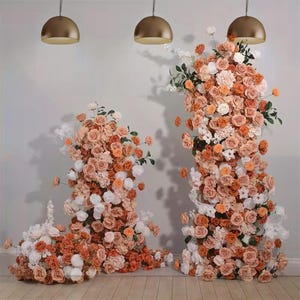 Blush Brown White Artificial Flower Row,5D Wedding Archway flower,Bridal shower Engagement Party Props Decor,Floral Arrangement Table Runner