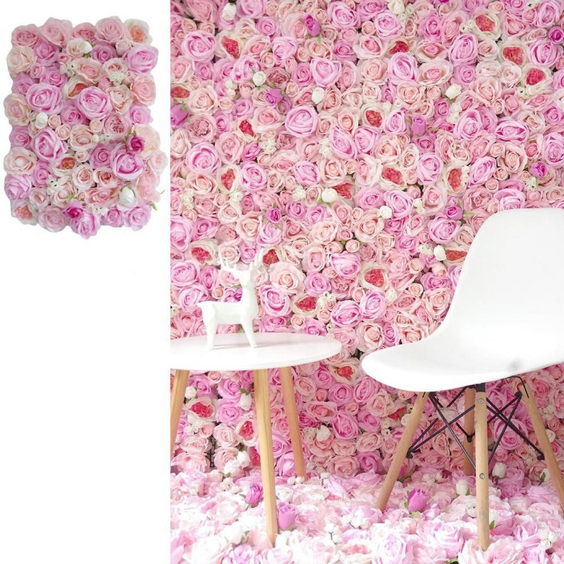 Artificial Rose Flower Wall Panel Backdrop Wedding Arrangement Etsy