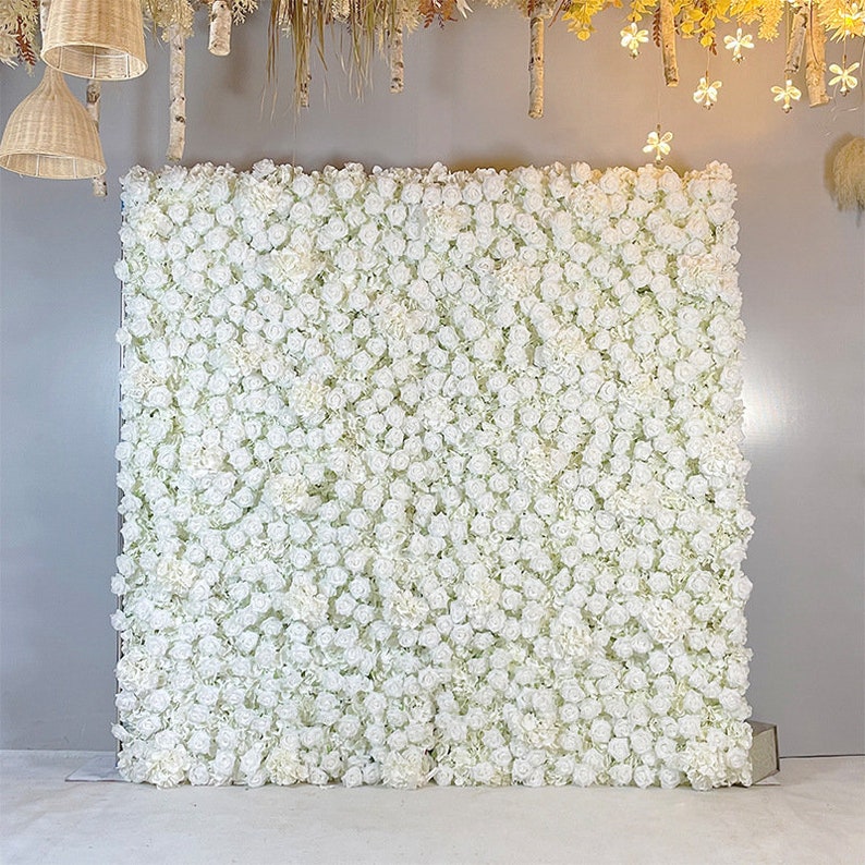 Ivory Flower Wall Photography Backdrop Custom Artificial Flower Panel