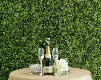 Gras panelen voor bruiloft babyshower verjaardagsfeestje achtergrond, kunstmatige buxushaag acacia cipressen bladeren gebladerte groene tuin muur decor