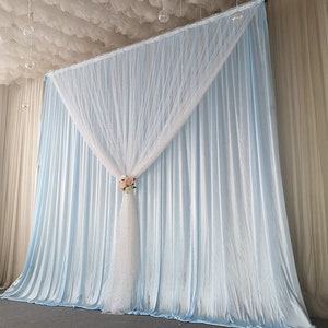 Himmel Blau Benutzerdefinierte Jeder Größe Hintergrund, Mond & Sterne Tüll Hintergrund Vorhang, Hochzeit Hintergrund, Chiffon Hintergrund, Baby-Dusche-Party Fotografie Hintergrund