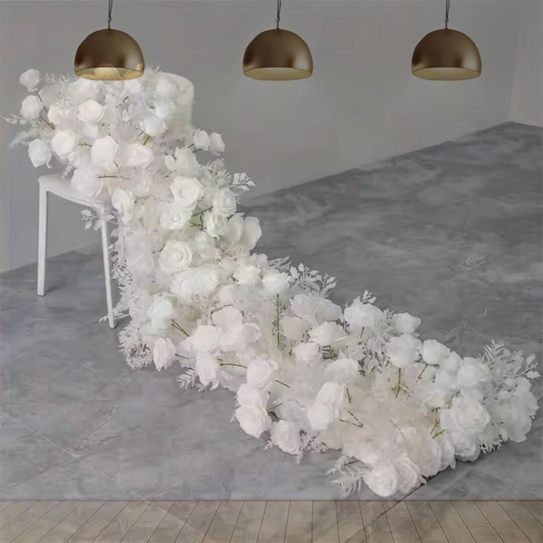 Snow White Rose Flower Runner,5d Wedding Arch Floral Row,table Flower ...