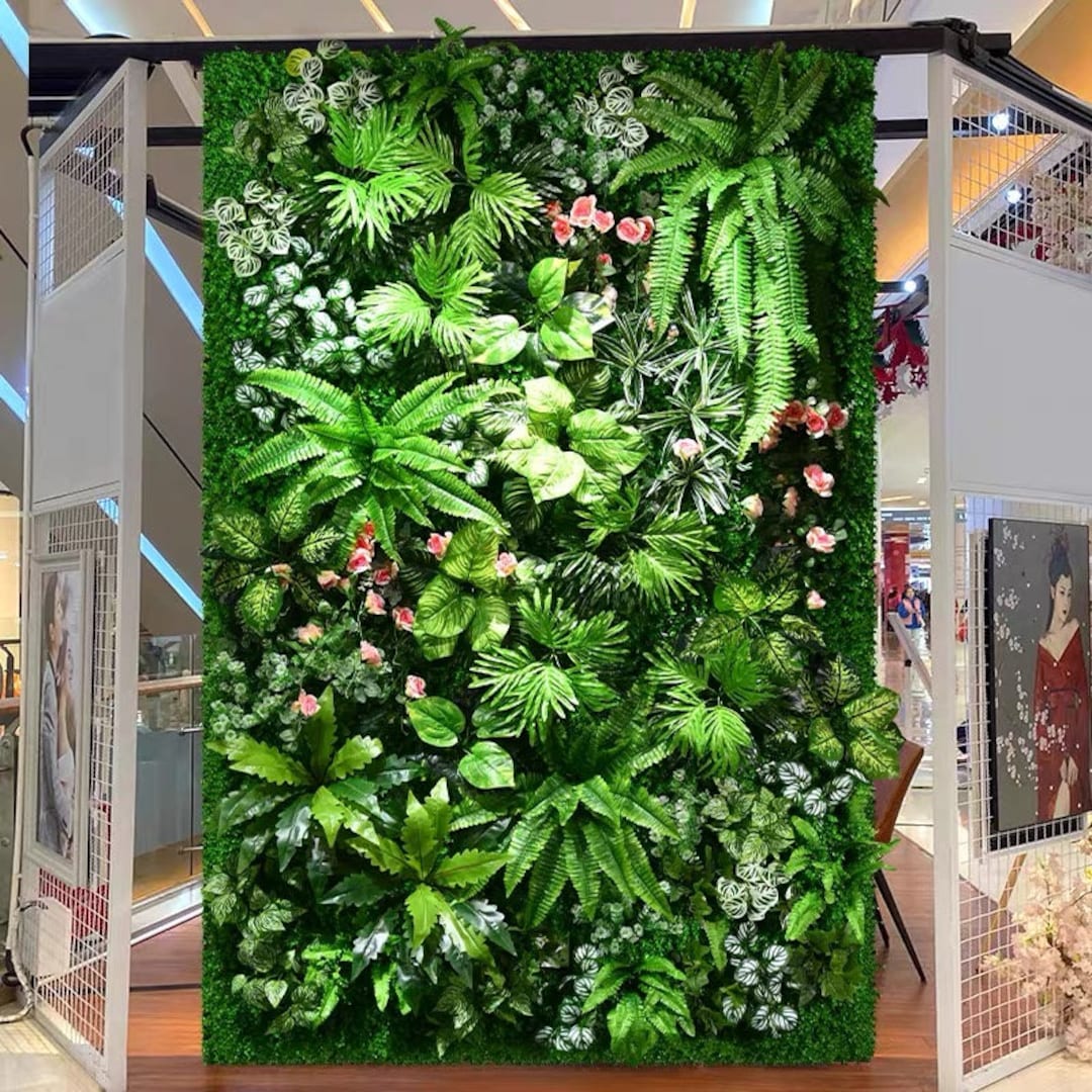 Artificial Plant Wall Flower Wall Panel Green Lawn Tropical Etsy