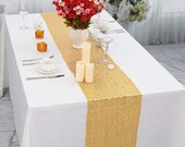Gold Sequin Table Runner,Gold Glitter Table Runner Gold Party Supplies,Fabric Table Runner for Wedding Birthday Party Baby Shower Home Decor