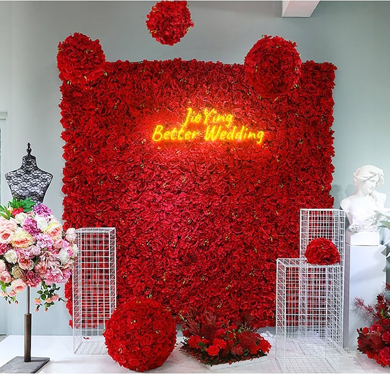 Red Wedding Floral Wall 3D Artificial Flower Wall Panels for Etsy