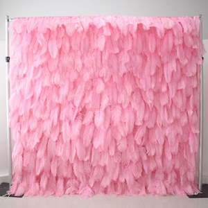 Pink Real Feather Roll Up Curtain Wall Fabric wall Cloth Beautiful Feathers Wall for Wedding Girl Party Home Shop Outdoor Backdrop Decor