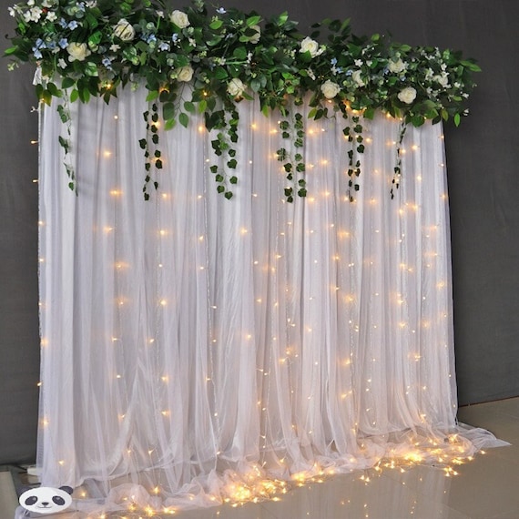 Sfondo in tulle rosa acceso con luci per feste, 3 x 2,4 m, fucsia, tende trasparenti per matrimoni, compleanni, baby shower, servizi fotografici, decorazioni per sfondo