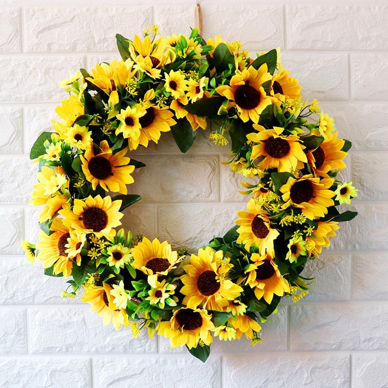 Artificial Sunflower Wreath,summer Wreath,yellow Sunflower for Front Door Wreath,thanksgiving