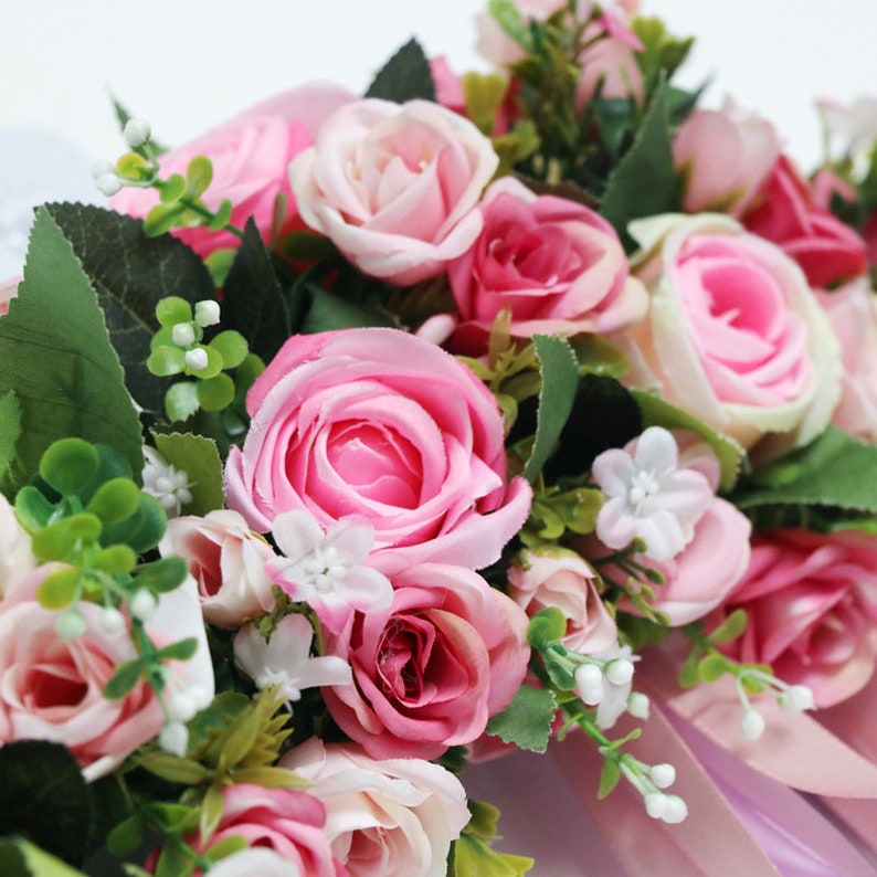 Peach Rose Flower Swag Wreathfront Door Spring Swagwedding Etsy