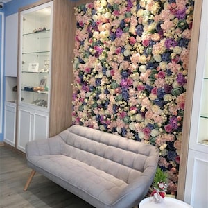 Pannello da parete con fiori artificiali in seta rosa, decorazione 3D per matrimoni, per la casa, per fondali, baby shower e feste.