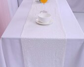 White Sequin Table Runners,White Glitter Table Runner Party Supplies,Fabric Table Runner for Wedding Birthday Party Bridal Baby Shower Decor