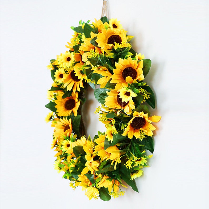 Artificial Sunflower Wreath,summer Wreath,yellow Sunflower for Front Door Wreath,thanksgiving