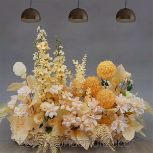 Champagne Serial Flower Leafs Wedding Floor Flower aisle runners,Aisle Flower Wedding Decor Hang floral Window Display Birthday Party Props