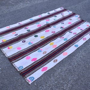 striped kilim rug, vintage rug, turkish kilim rug Free Shipping 4.2 x 6.9 ft embroidered kilim rug, tribal kilim rug, oushak kilim rug RL055