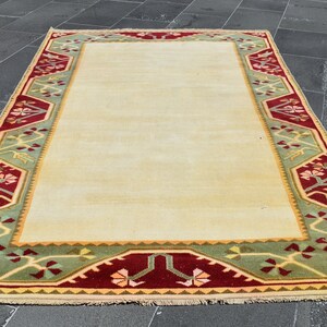 Vintage rug, Turkish rug, Handmade rug, Oushak rug, Anatolian rug, 4 x 6.3 ft  Oriental rug, Bohemian rug, Wool rug , Boho decor RLO0632