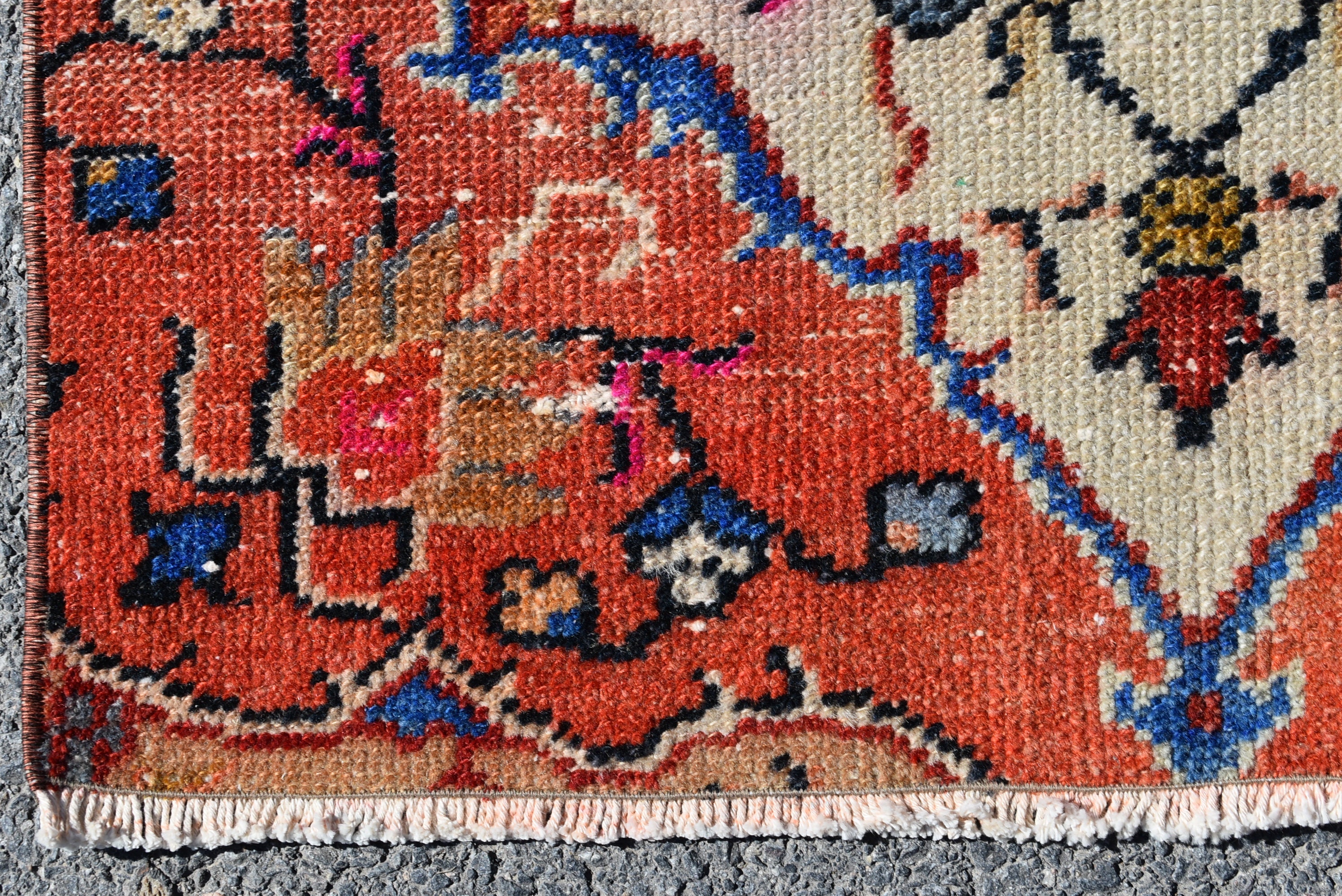 Turkish area rug Red and blue rug Handmade rug Vintage home Etsy