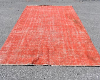 turkish rug, vintage area rug, Free Shipping 6.6 x 10,0 ft large size rug, oushak  rug, bohemian rug  aztec rug overdyed rug RL2559