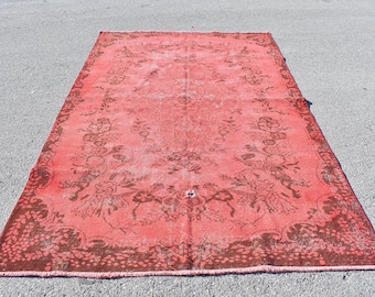 Alfombra hecha a mano, alfombra turca, alfombra vintage de lana, alfombra de lana roja, alfombra hecha a mano, alfombra bohemia, alfombra de cocina, alfombra de dormitorio, 1,7 x 2,7 m RL7659