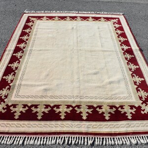 Handmade rug, Turkish area rug, Wool vintage rug, Red wool rug, Handmade rug, Bohemian rug, Kitchen rug, Bedroom rug, 5.7 x 8.7 ft RL6425